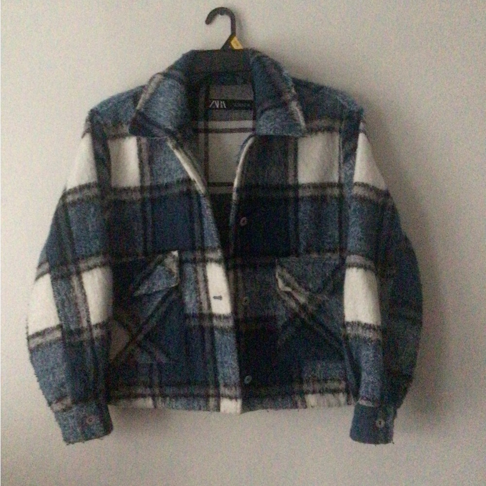 Zara | Jackets & Coats Blue and White Plaid Jacket